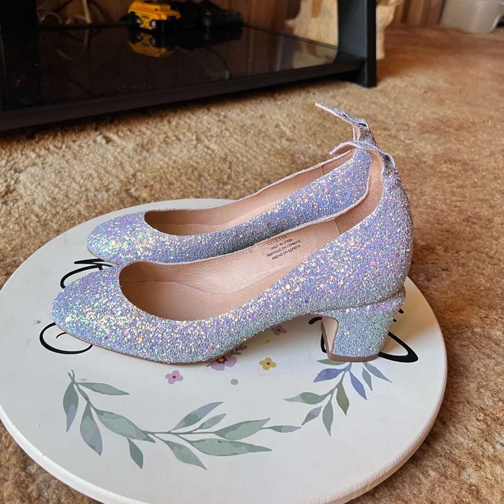 Women’s Free People iridescent glitter block heel shoes size 9. - Picture 14 of 17